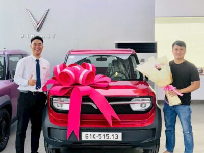 Vinfast Bình Dương giao xe VF3 đỏ